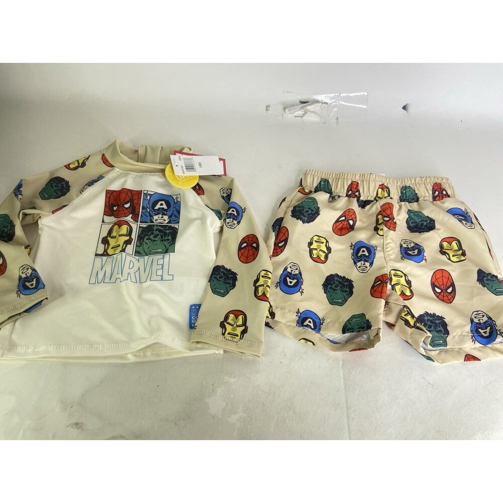 Marvel Avengers Rashguard Swimwear Set Top Bottoms Baby Boys Size 18 Months